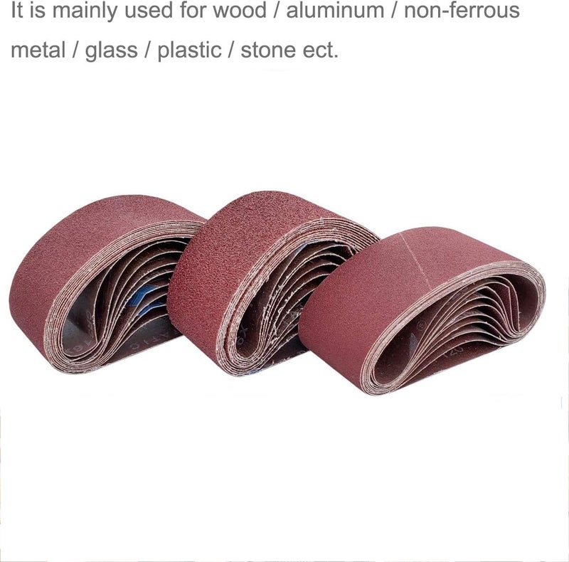SACKORANGE 18 Pack 2-1/2 x 16 Inch Abrasive Sanding Belts Kit - 60 80 120 150 240 400 Grit Aluminum Oxide Clothed Backing Sander Belts for Wood-Working, Metal and Paint Grinding and Polishing (2.5" x 16") - Image 5